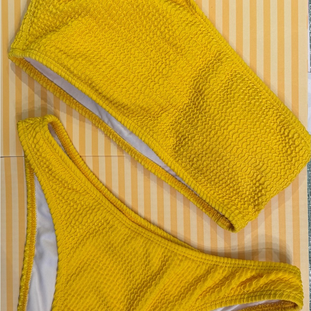Yellow Textured Bikini Set